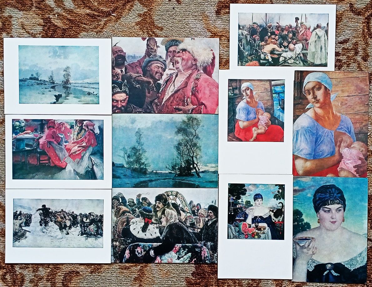 Комплект открыток в обложке и брошюра по искусству и живописи. СССР.