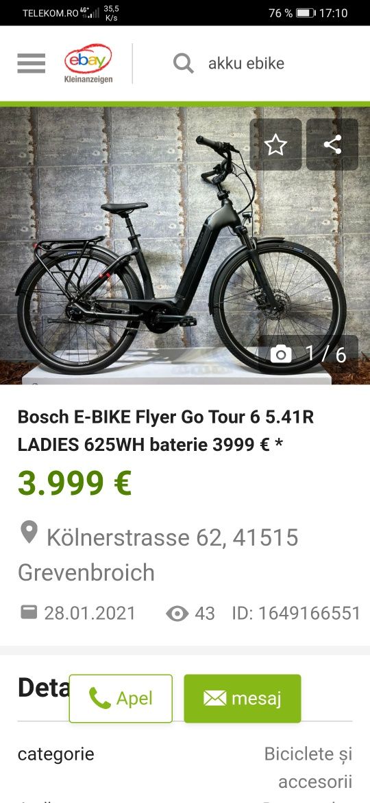 Bicicleta electrica asistată Bosch 500wh