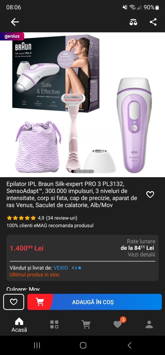 Vând epilator IPL Braun Silk-expert Pro 3