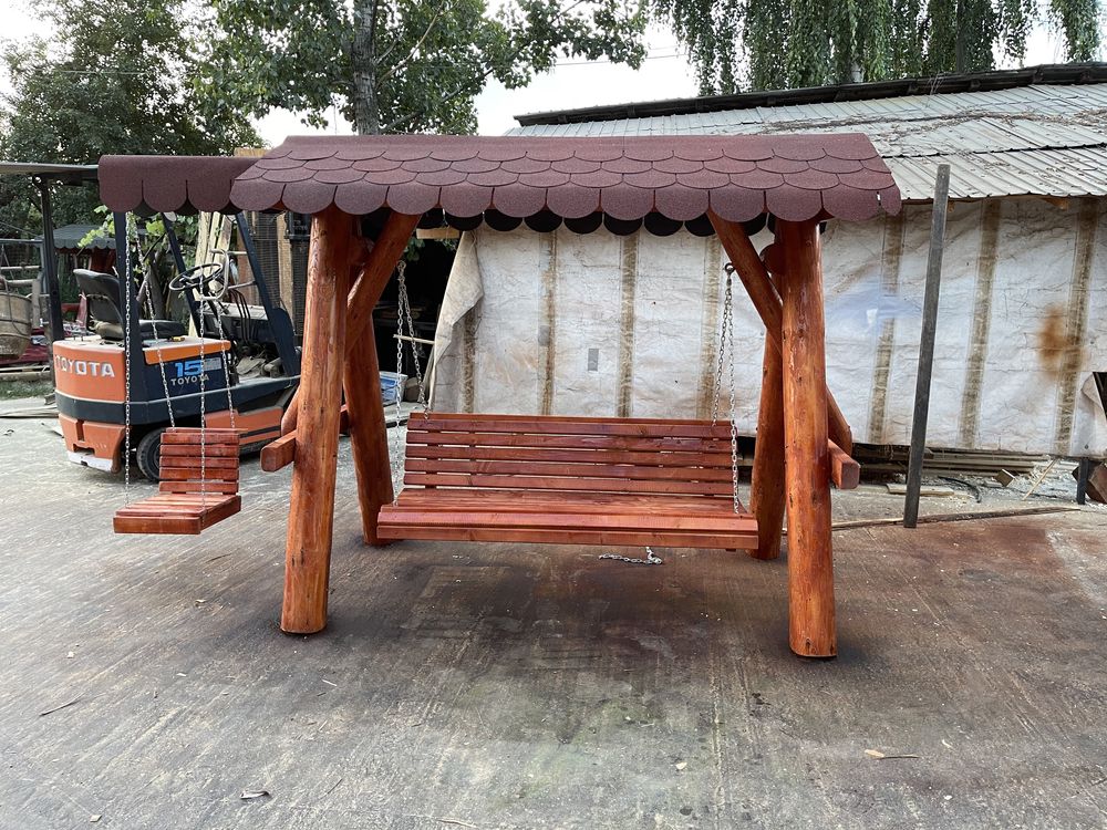 Balansoar rustic / leagan din lemn masiv