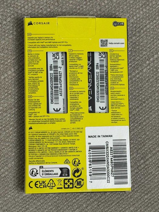 Memorie Laptop Corsair Vengeance, 32GB(2x16GB) DDR4, 3200MHz Dual Chan