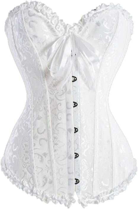 Set corset alb, satin, masura 6XL plus lenjerie intima, nou