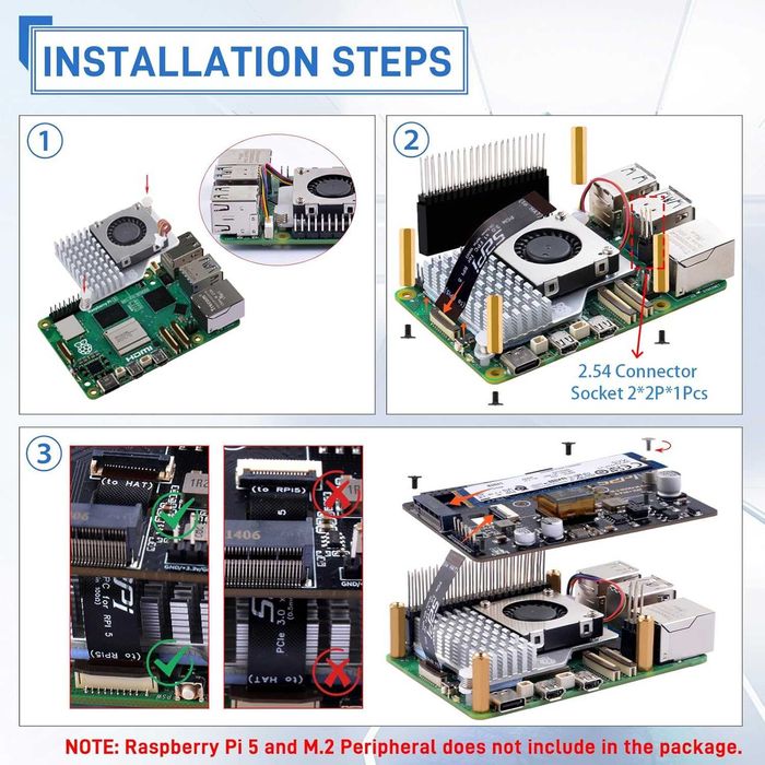 Placa extensie GeeekPi P33 M.2 NVME M-Key PoE+Hat Raspberry Pi 5 SSD
