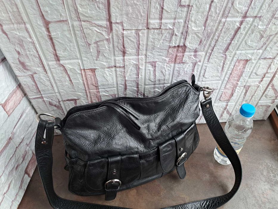 дамска чанта,черна торба-естествена кожа