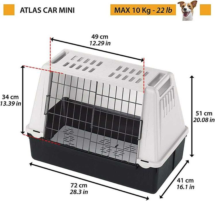 FERPLAST Cuşcă de transport pentru maşină ATLAS CAR 72 x 41 x 51cm,gri