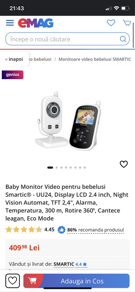 Baby Monitor Video pentru bebelusi, nou!!!