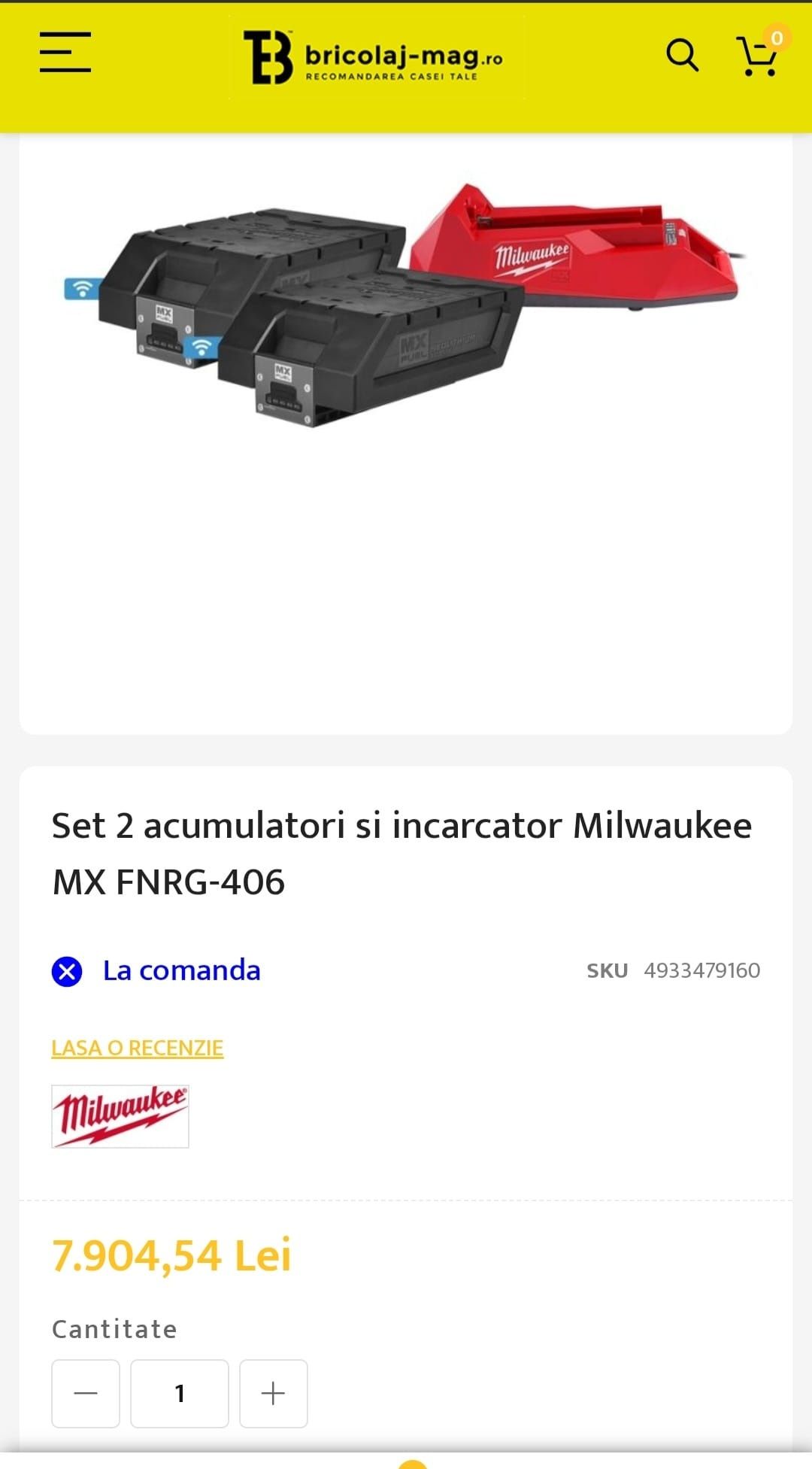 Milwaukee MX FNRG 406,încărcător și acumulatori 6Ah/72V
