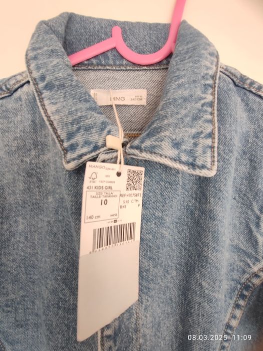 Нов MANGO дънков гащеризон, размер за 10 годишни