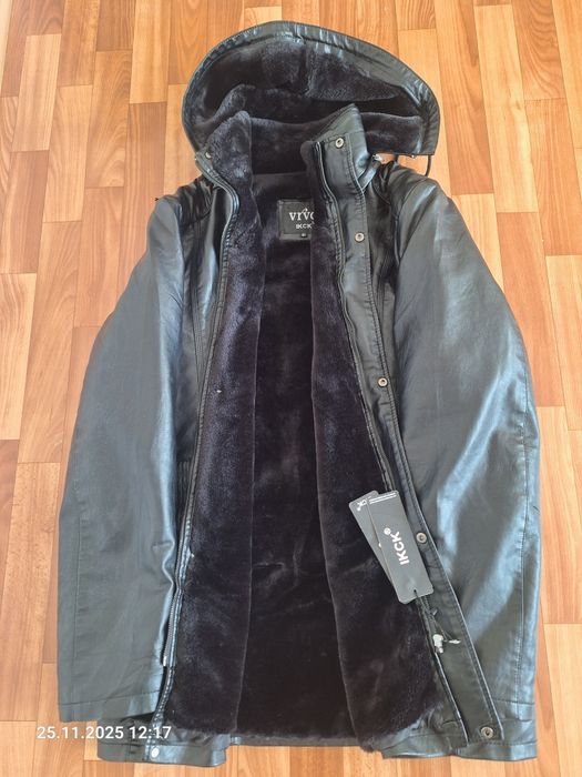 Куртка кожанная с капюшоном