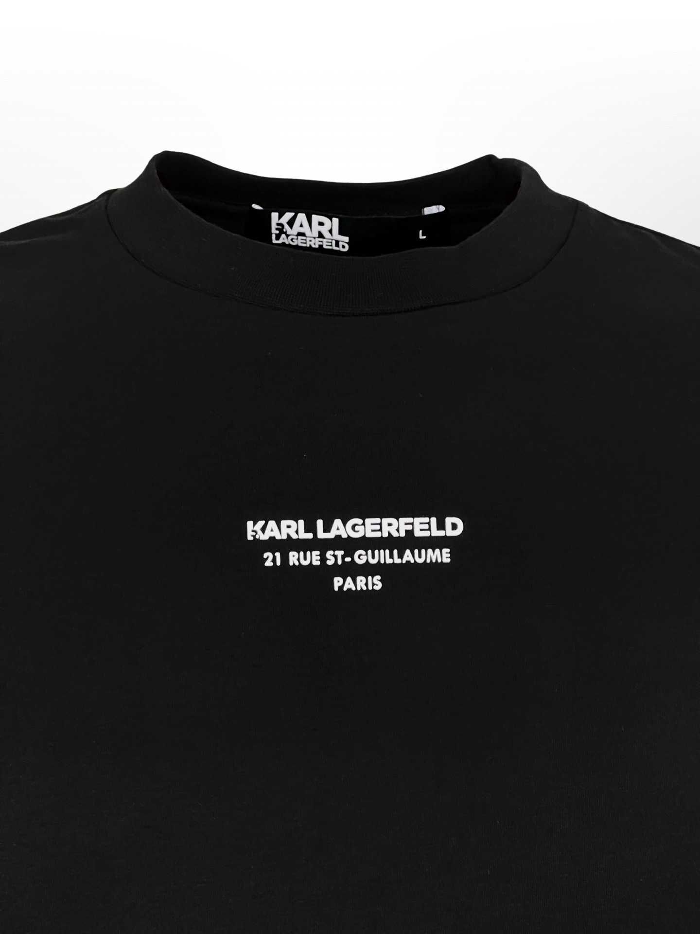 Автентична 2023/24 Karl Lagerfeld черна тениска 3D Лого S M L XL