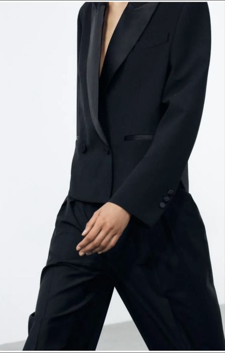 ZARA нов лимитиран черен костюм с вълна