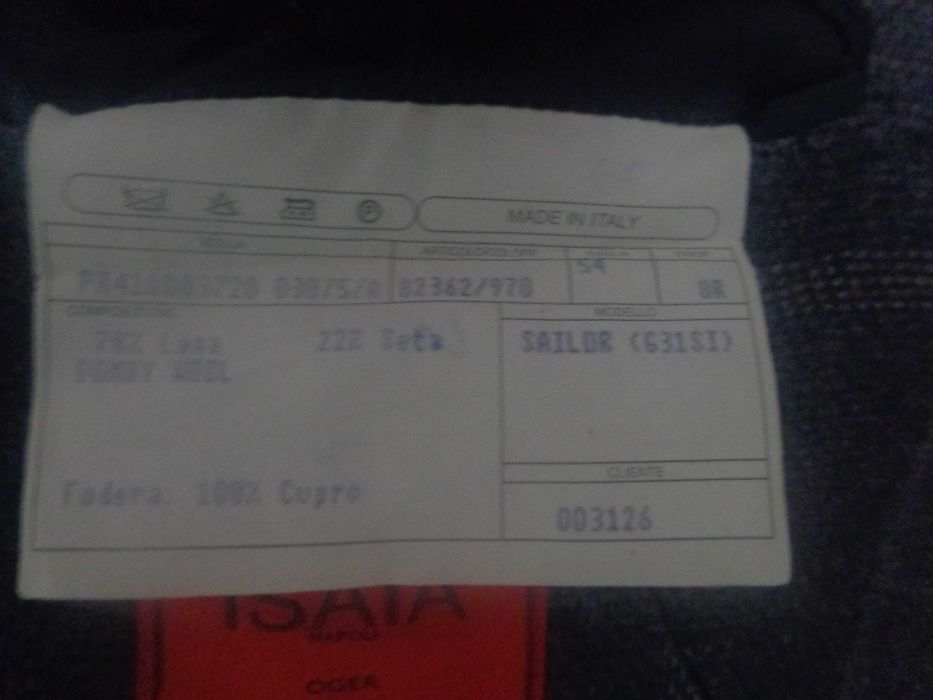 Sacou carouri ISAIA model Sailor lana si matase marimea 54