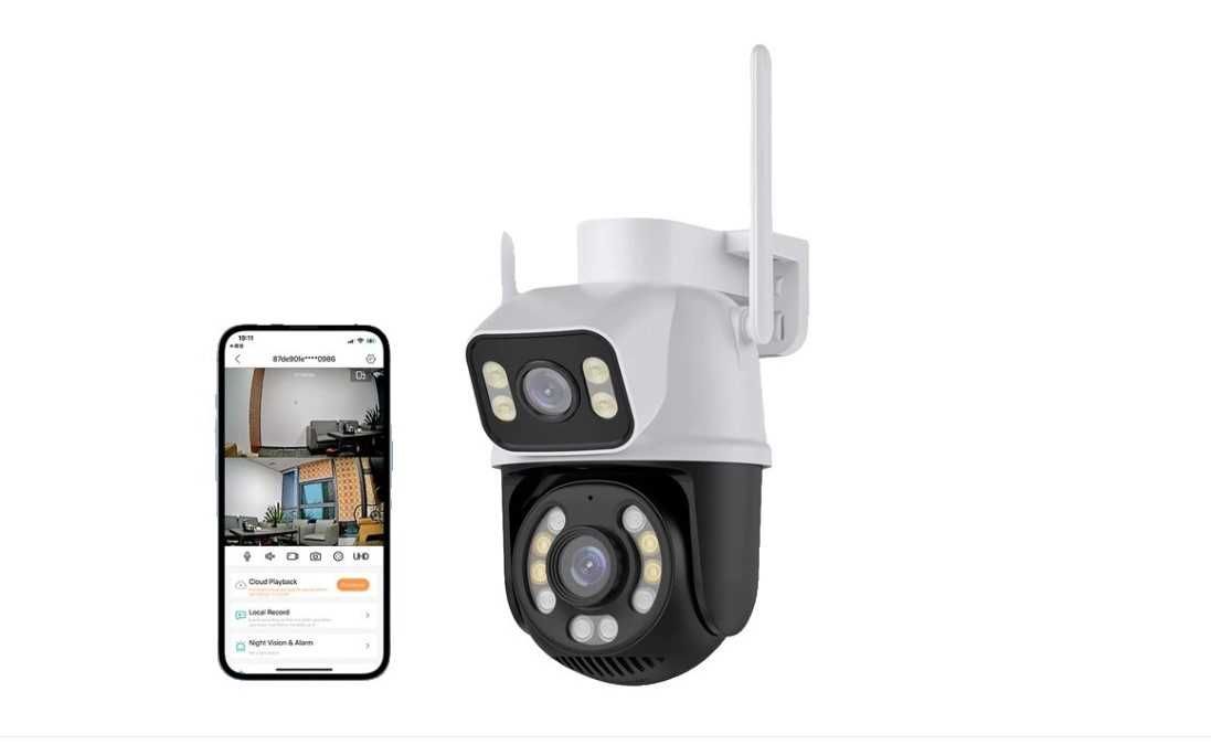 А0018 6MP Двойна външна ICSEE WIFI камера Motion Detection