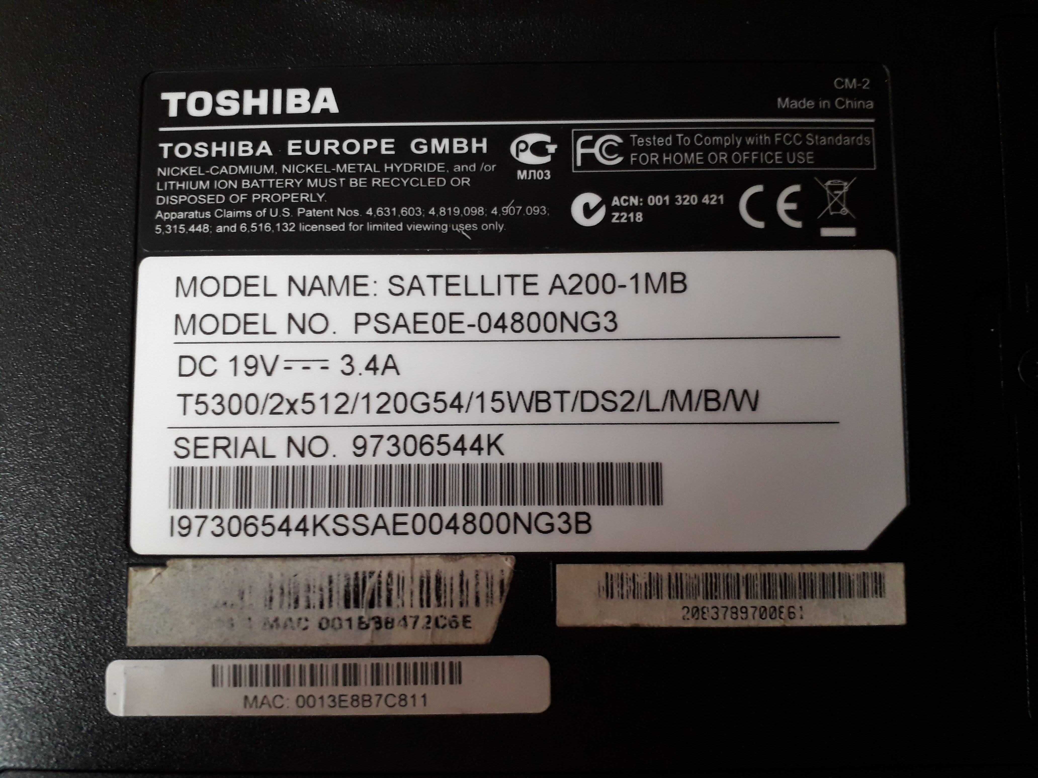 Лаптоп TOSHIBA Satellite A200