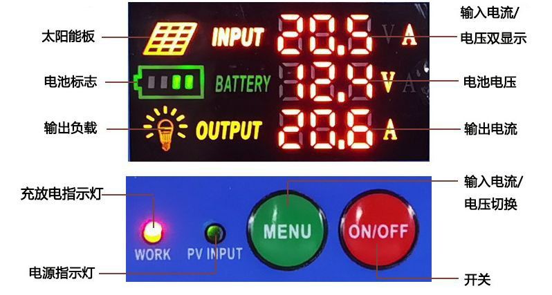 Контроллер для солнечный панелей.
 30А   12v