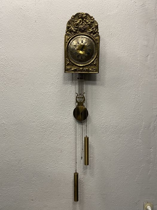стенен часовник с месингова украса Германия 1950-1960 г.