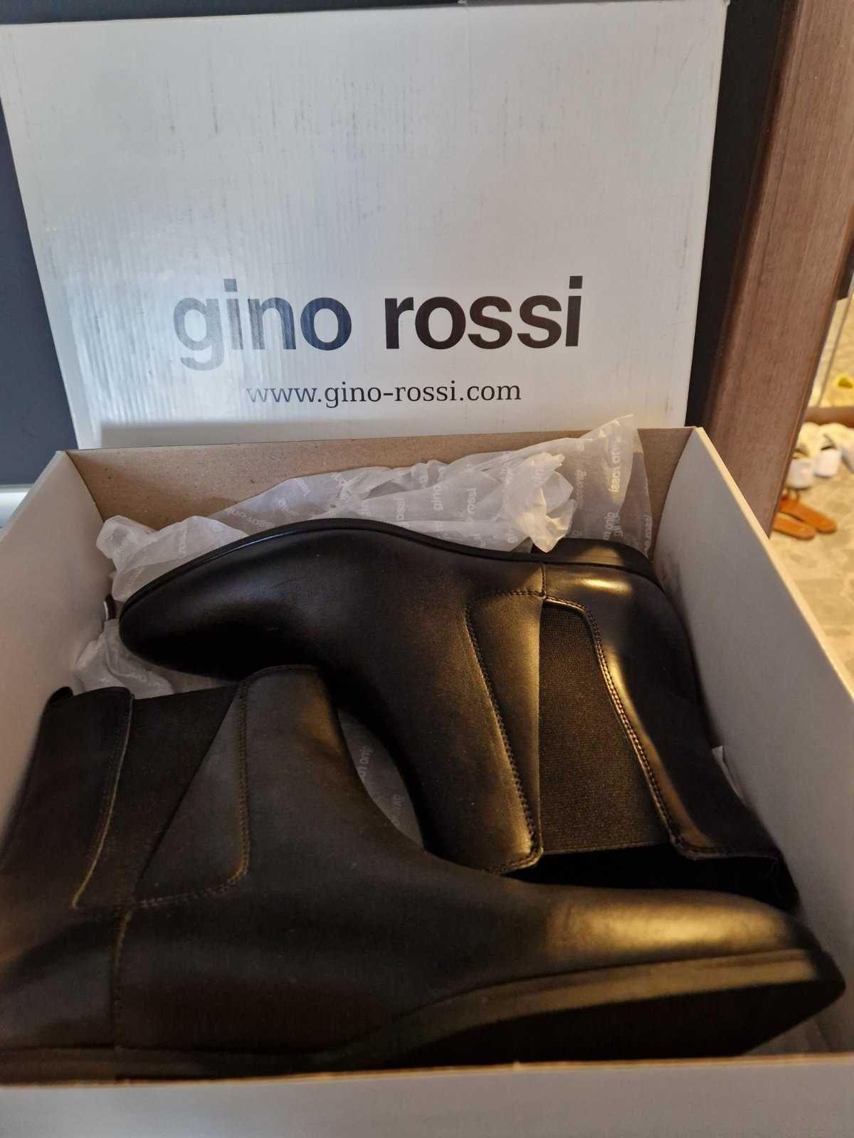 боти Gino Rossi 38 размер -  черни телешки бокс, естествена кожа
