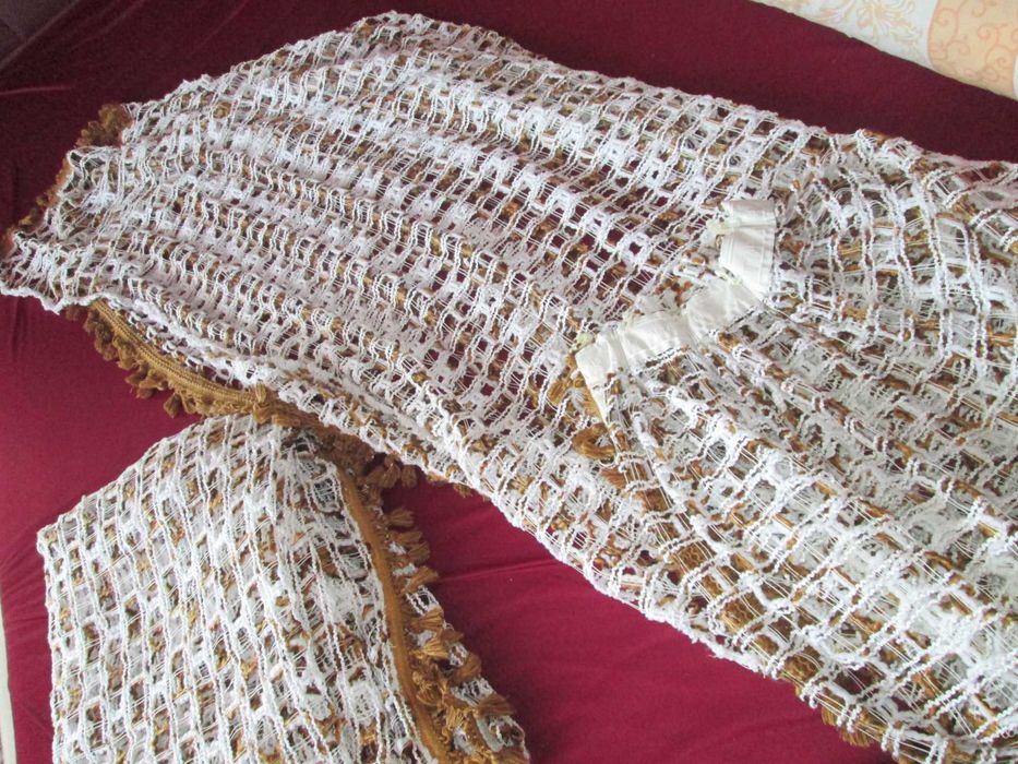 perdele vintage    alb/maro