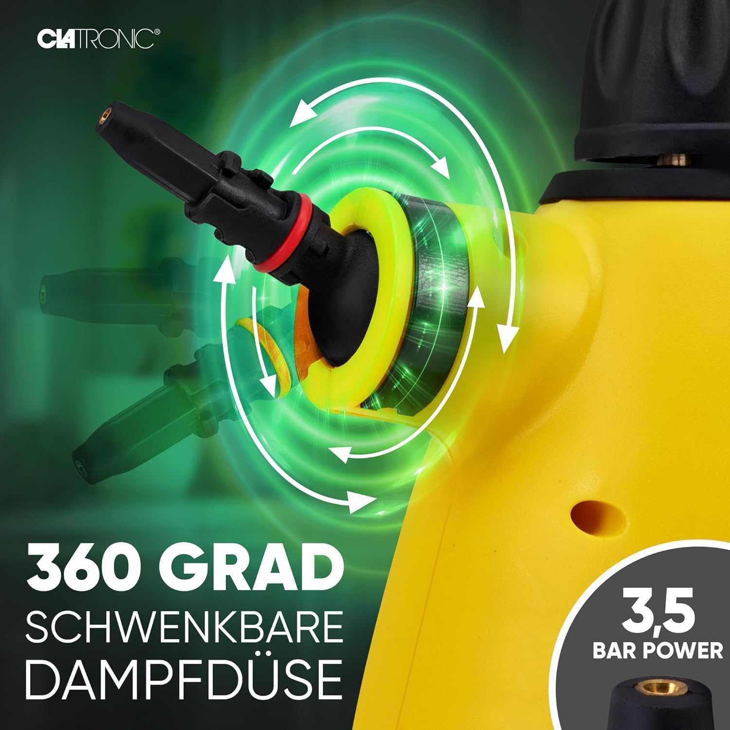 Парочистачка Clatronic DR 3653, 250мл, 3.5 бара, 1050W, Черен / Жълт