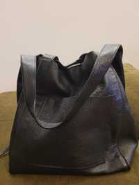 Geantă piele neagră (Tote bag), de umăr sau de mână, Zara, impecabilă