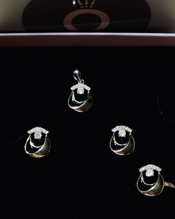 Set din argint cu zirconiu SI email