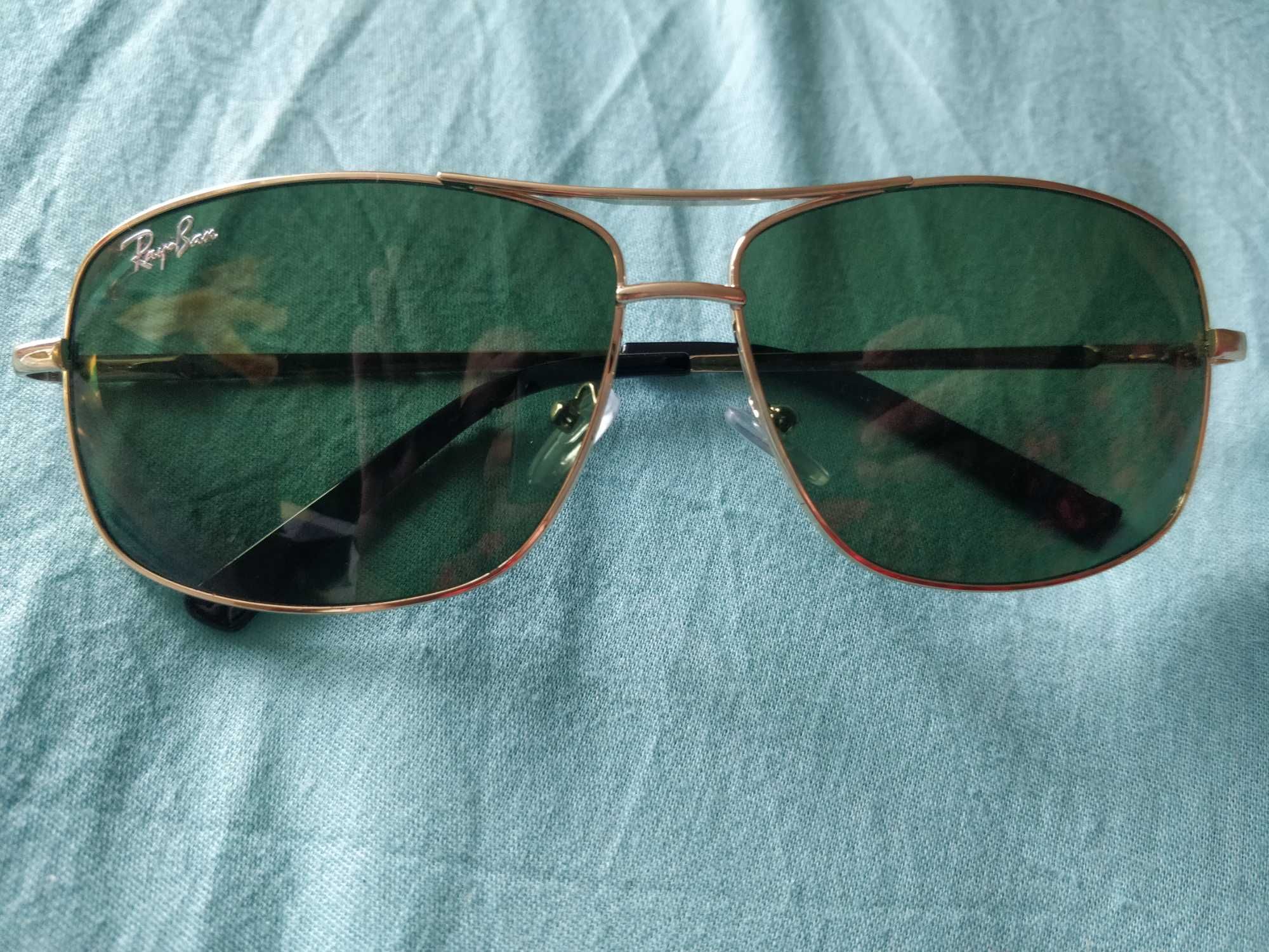 ochelari de soare Ray-Ban Gunmetal, lentile verzi, sticla
