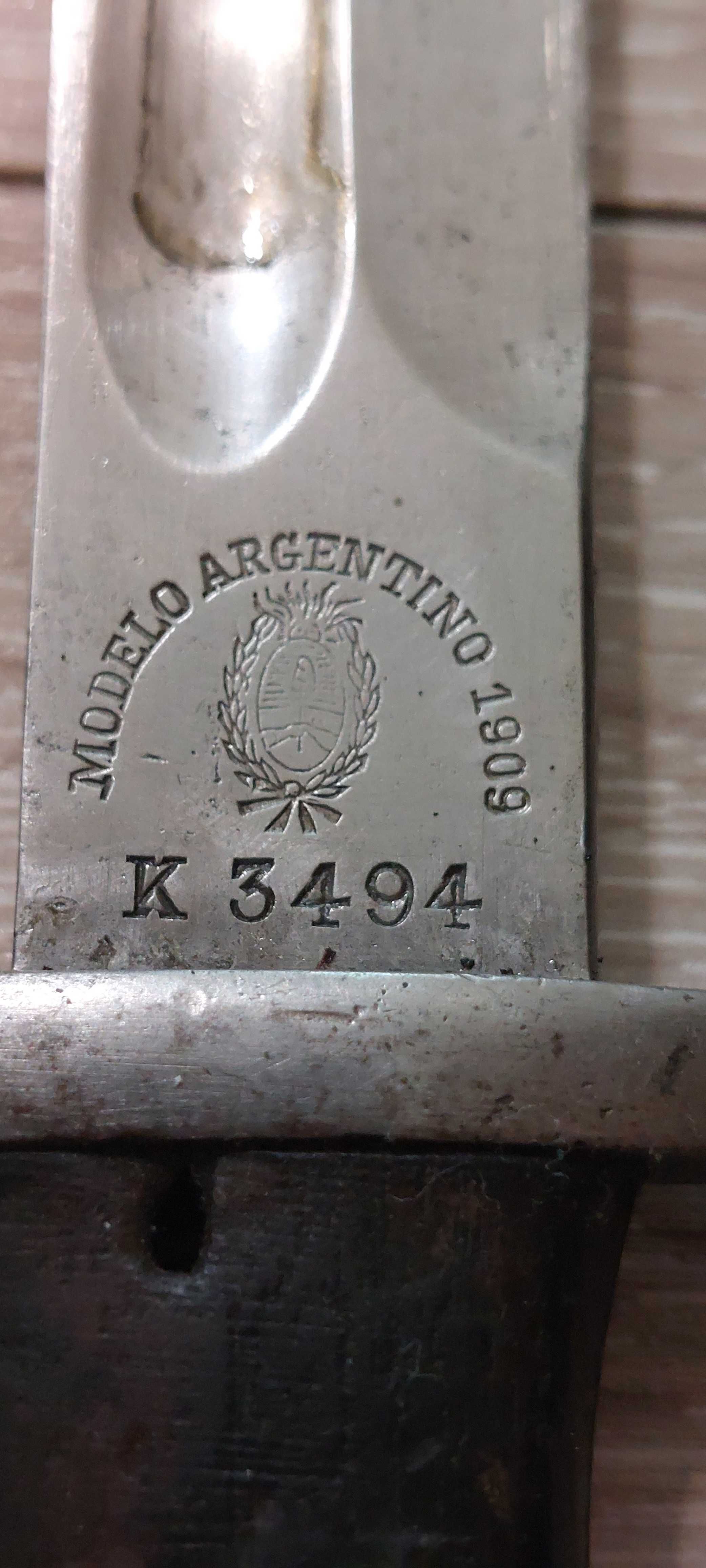 Baionetă Sabie Argentina 1909 cu aceiasi serie  K 3494