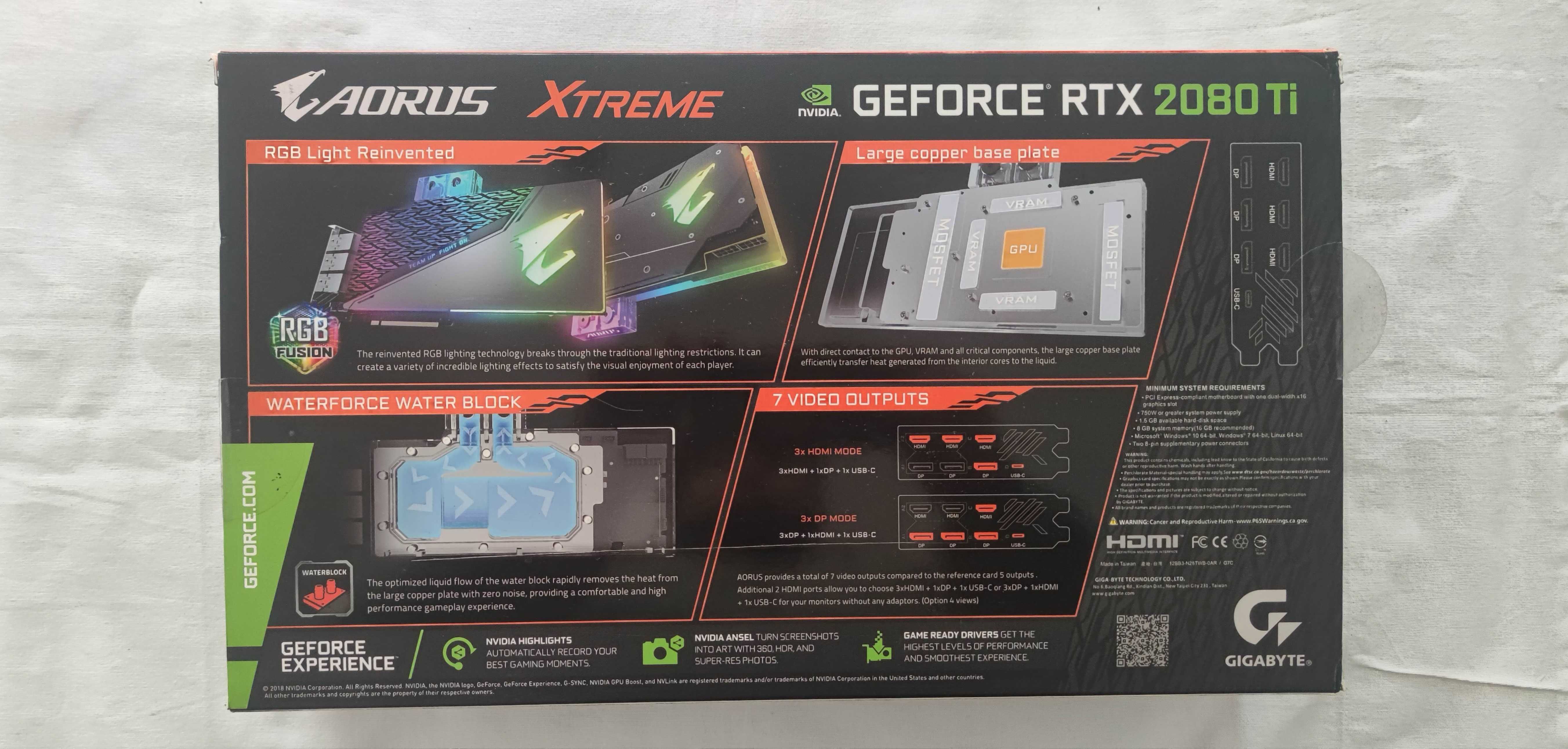 Видео карта Aorus RTX™ 2080 Ti XTREME WATERFORCE WB 11G