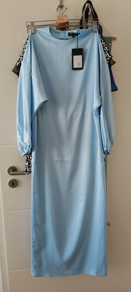 Rochie de ocazie satin Zee Lane albastru azur