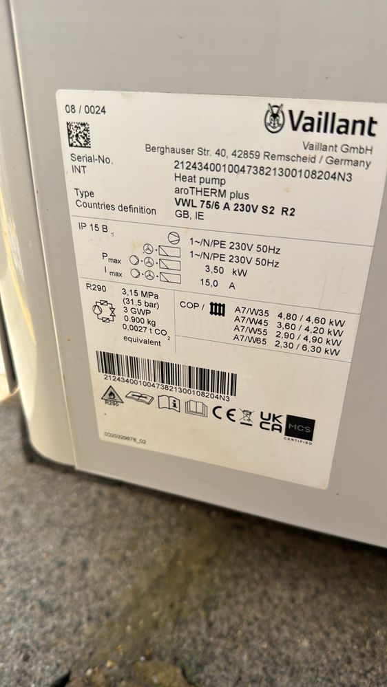 Pompa de caldura Vaillant R290