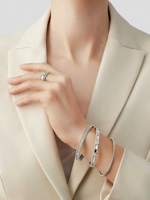 Van Cleef & Arpels VCA Silver Diamond Sweet Perlée Дамска Гривна