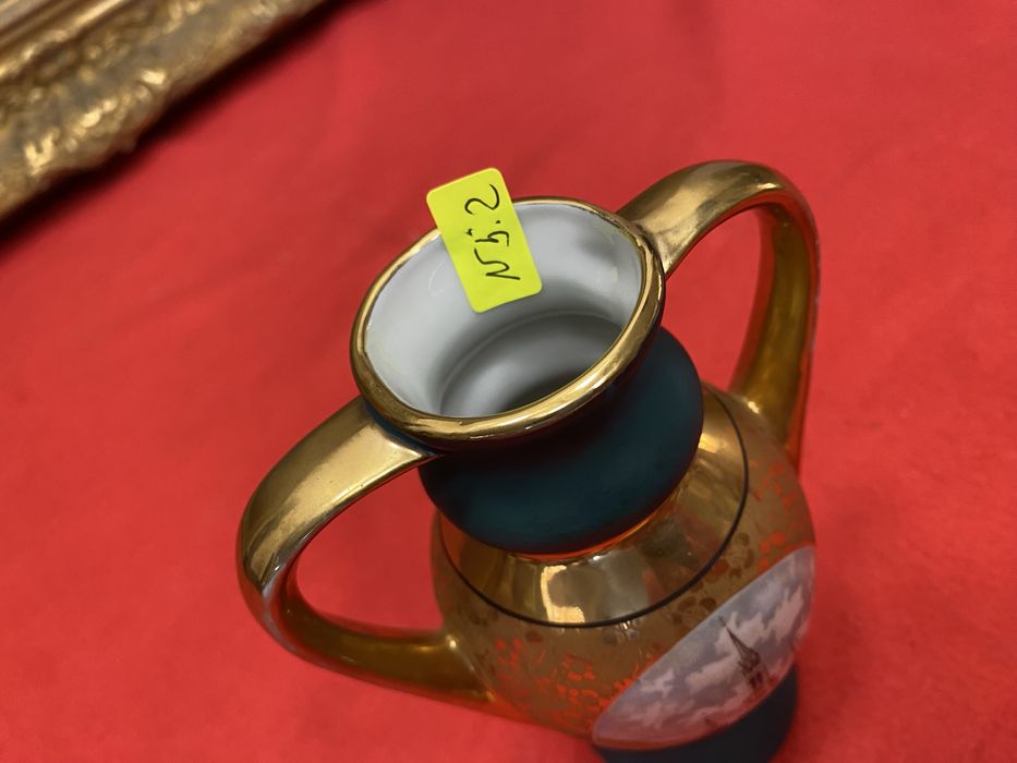 Френска ваза Limoges 1958 24 к позлата ръчно изрисувана