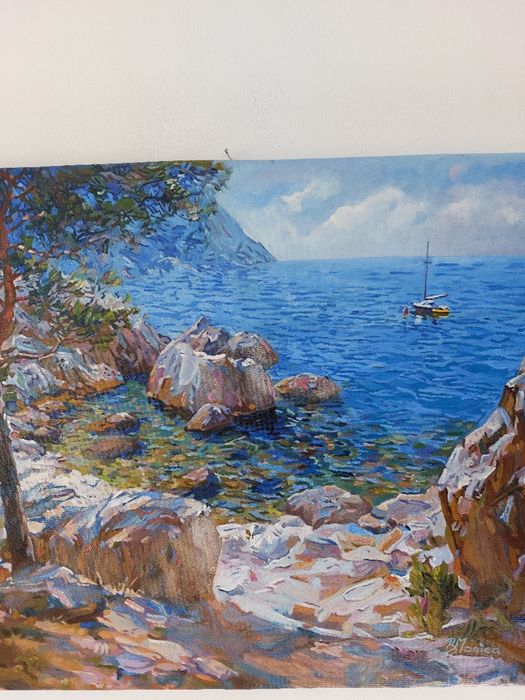 Grecia - un golf in paradis, pictura de vis in ulei pe panza, semnata