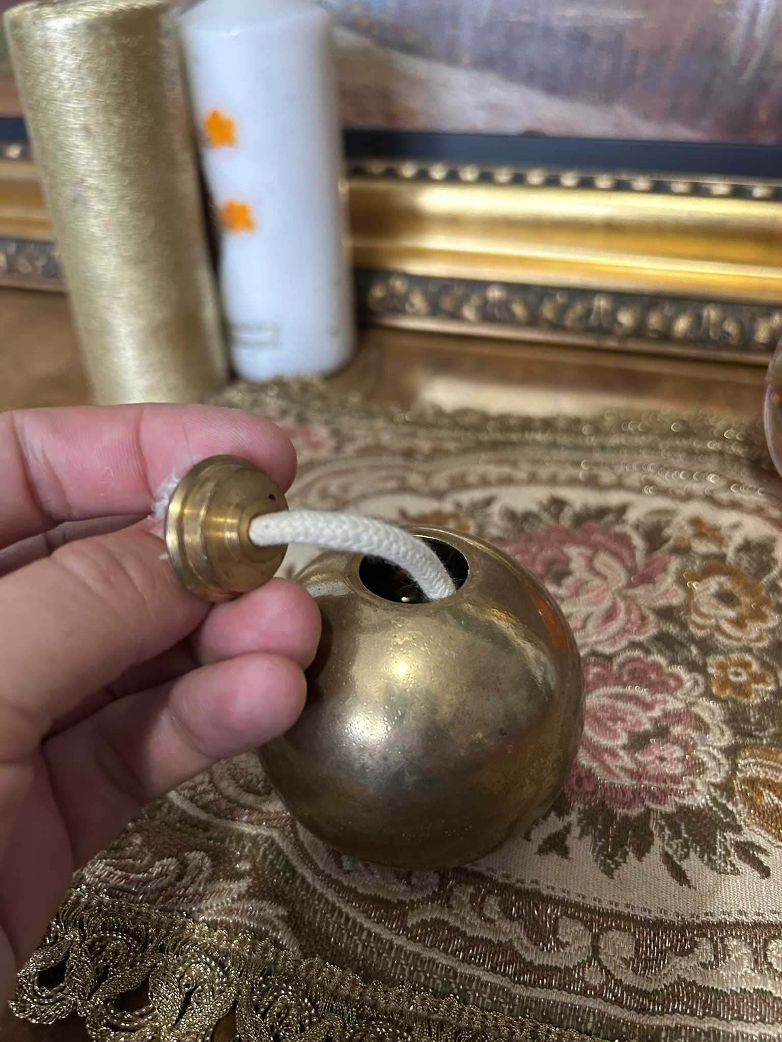 DN904 Sfera bronz masiv cu fitil pentru ulei lampant 253g 6,5d