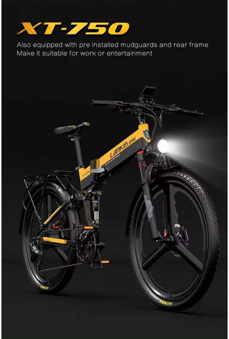 Bicicleta Electrica LANKELEISI XT750 Sports, 500W, 35 KM/H, 48V 12.8AH