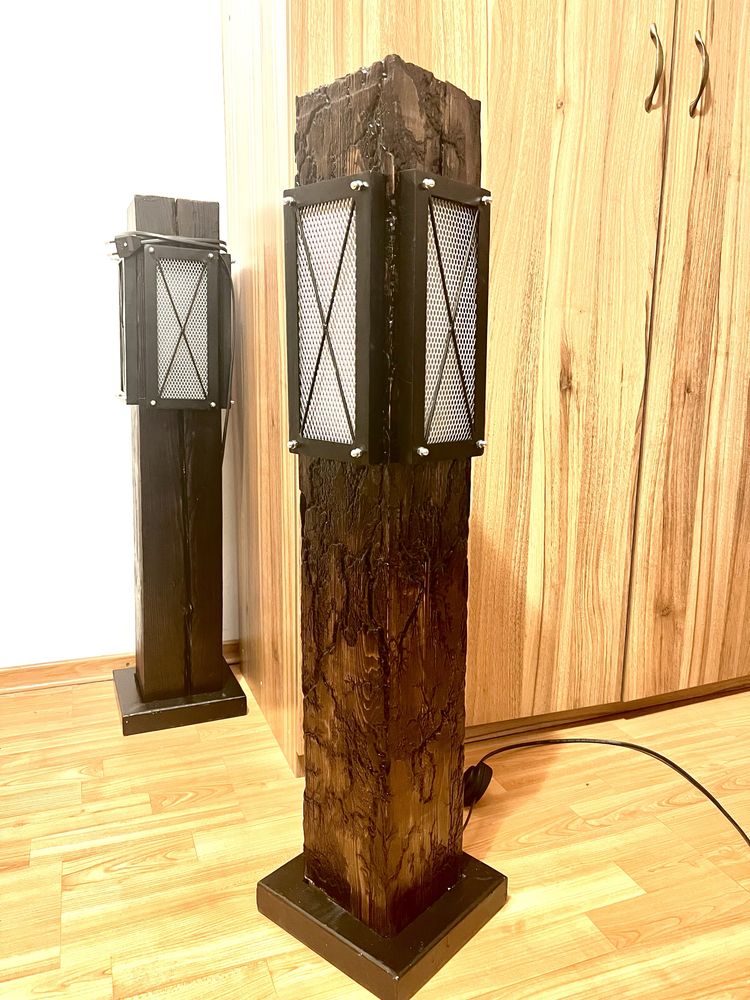 Lampadar de podea/veioza din lemn/rustic/vintage/lumina calda/ambient