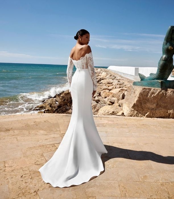 Rochie de mireasa Gabbiano 2in1 -dantela Chantilly si fusta detasabila