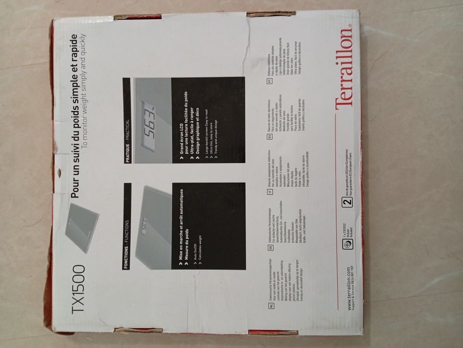 Cantar electronic pentru baie / corporal, Terraillon One Gray, sticla,