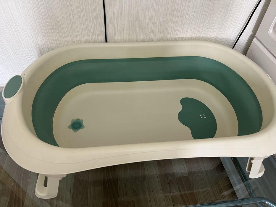 Складная детская ванночка с анатомическим матрасиком (подушка-горка)