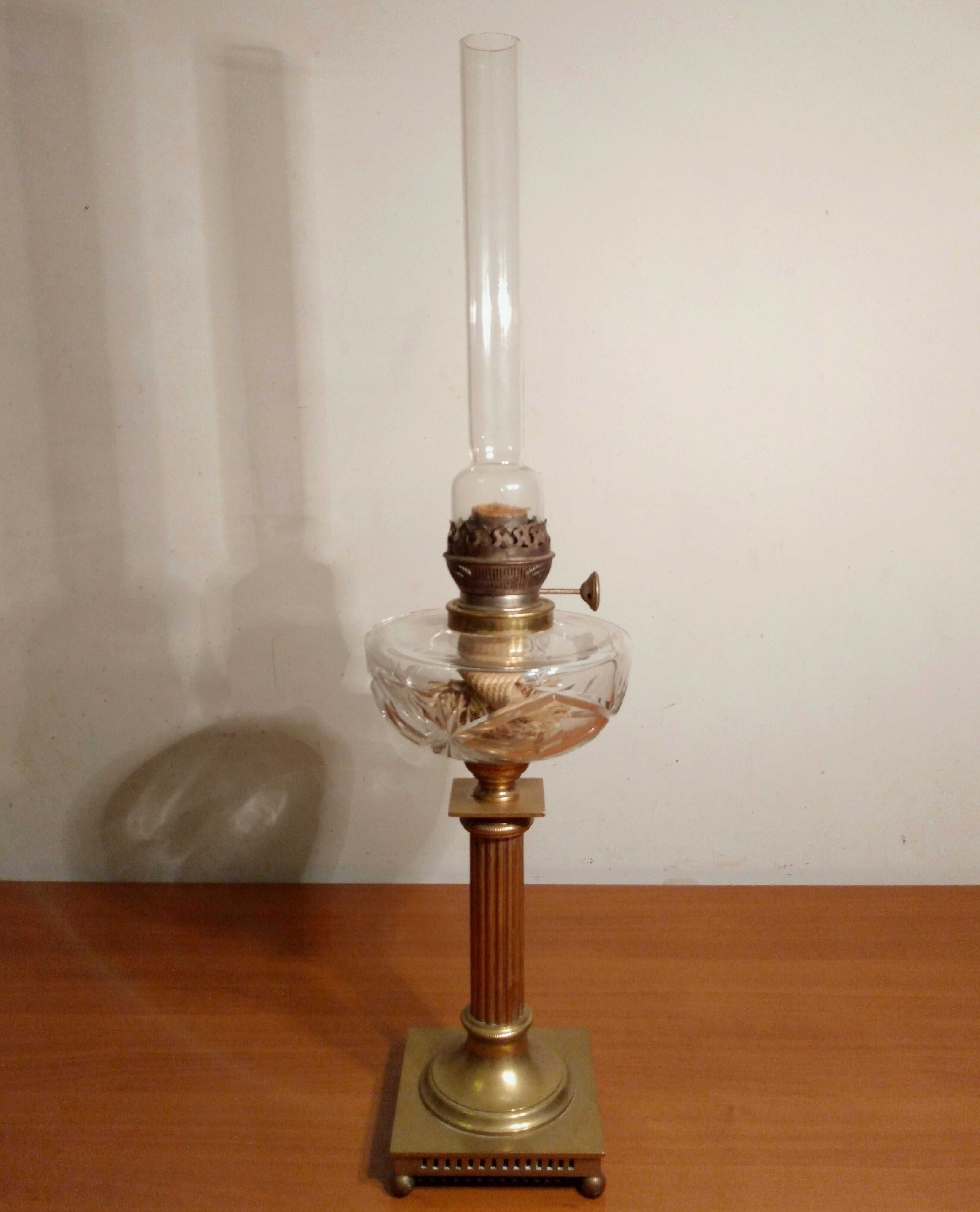 Lampa de gaz Art Deco veche, stil Victorian|cristal, bronz dore