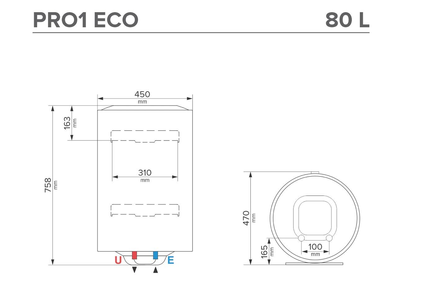 Boiler electric Ariston Pro 1 Eco 80L, 1800 W, Titan - NOU SIGILAT