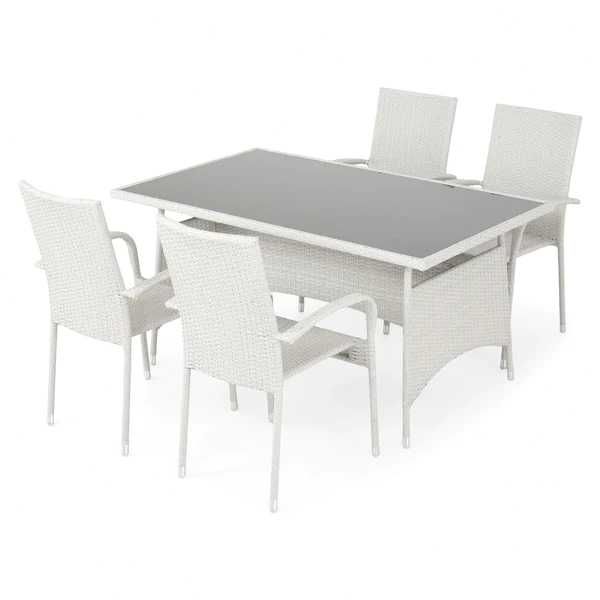 Set mobilier gradina/terasa 4 scaune si masă 150 x 90 Negru s au Bej