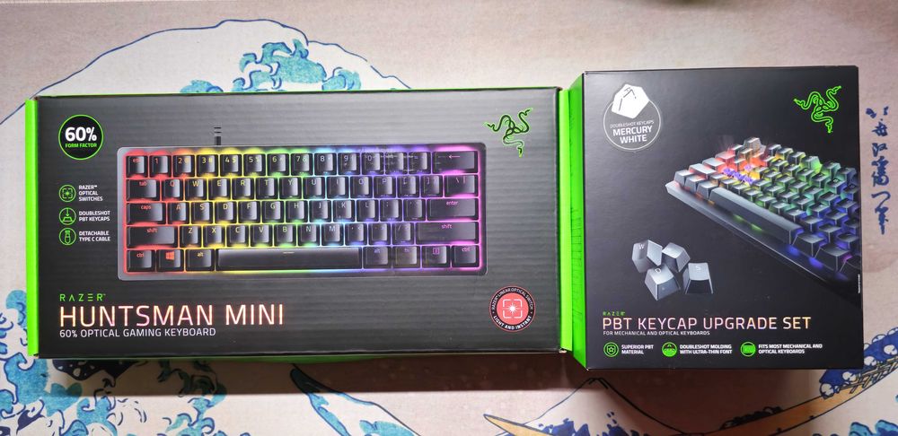 Razer Huntsman Mini механична клавиатура +  Razer - PBT бели капачки