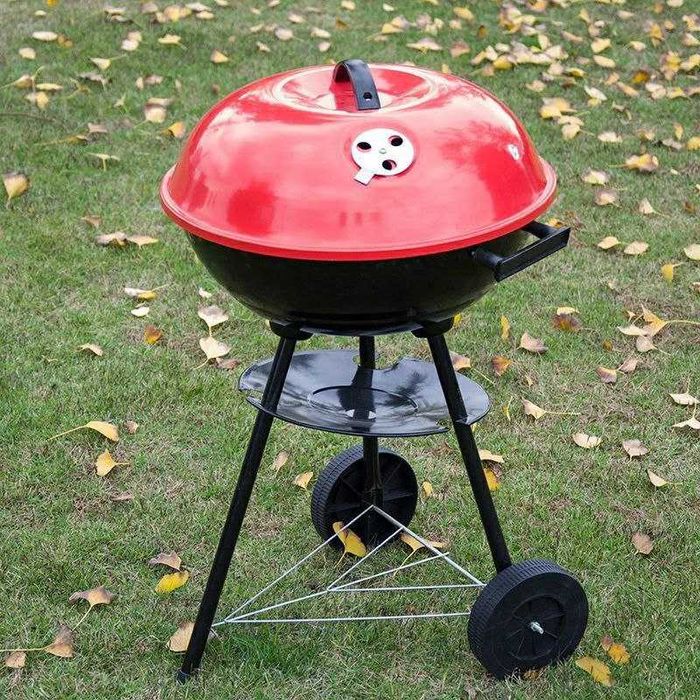 Мангал-гриль с крышкой на колесиках