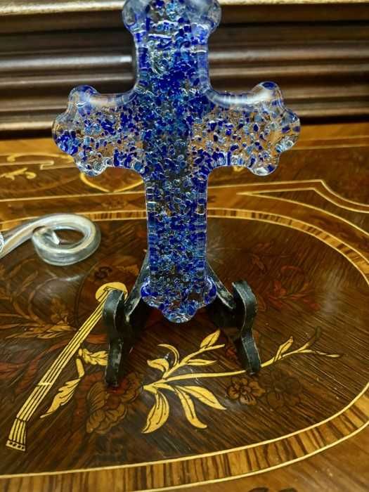 Deosebit lot-arta in sticla Murano-cruce-floare Robert Hamon-Italia