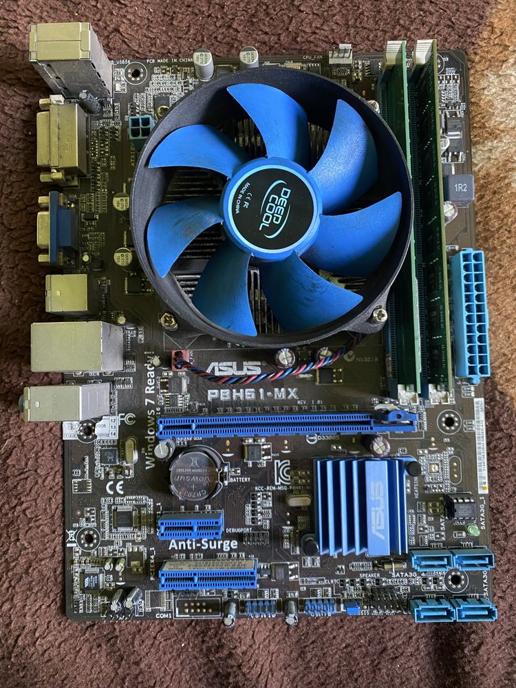 Комплект материнской платы Asus p8h61-mx, core i3 2100, 2/4 gb