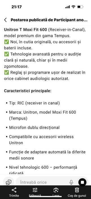 Aparat auditiv T Moxi Fit 600