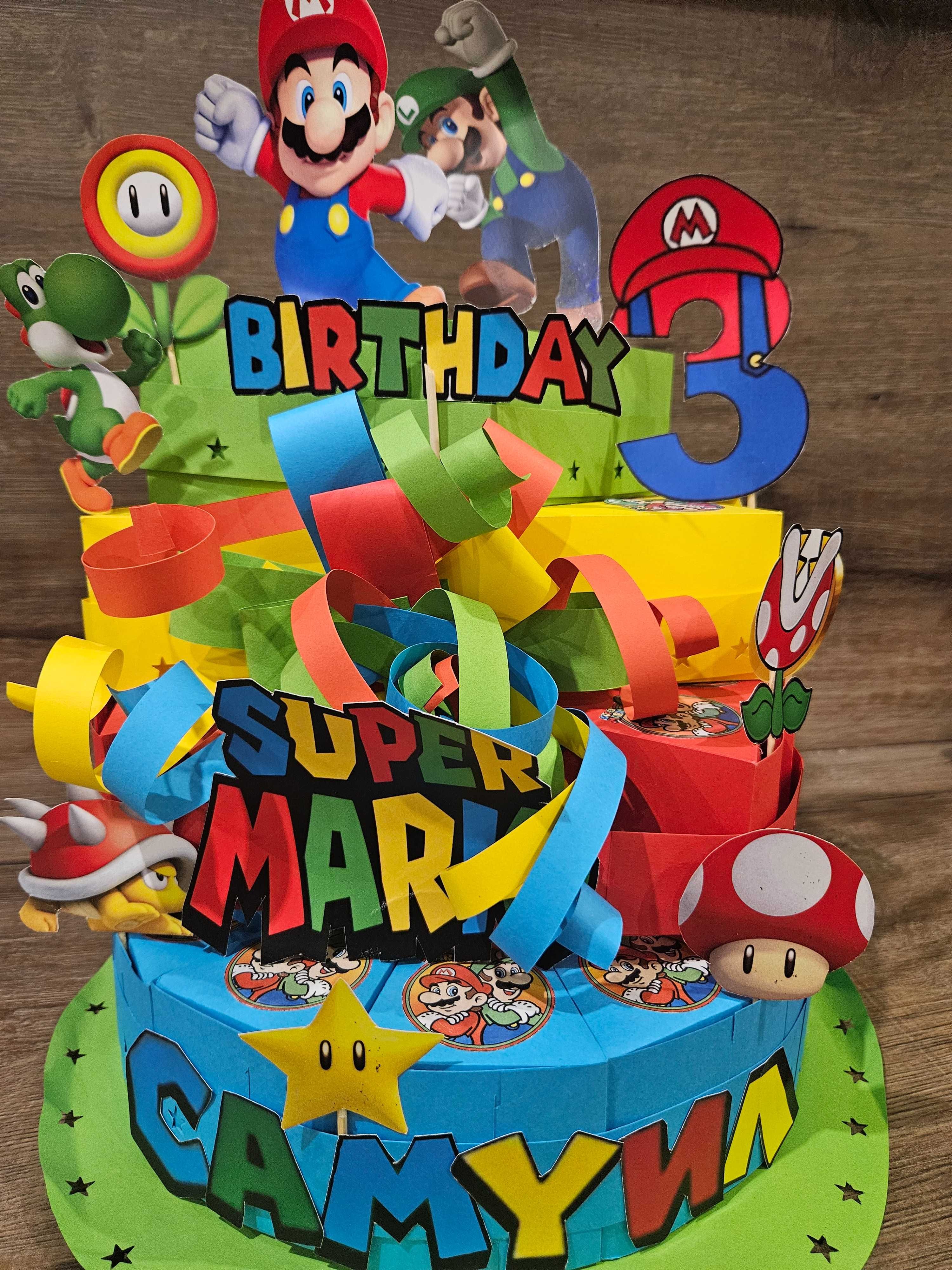 НОВА Картонена торта за рожден ден Супер Марио 30 парчета Super Mario