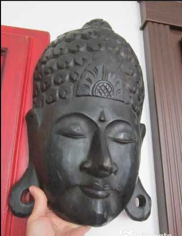 sculptura mare,lemn-Zen Young Buddha-vintage-un cadou inedit