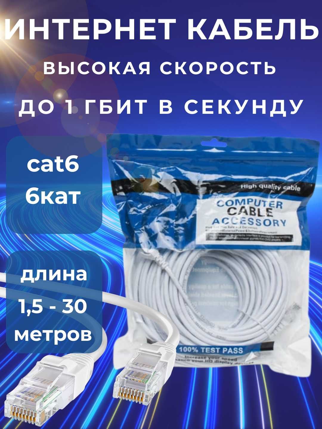Интернет лан кабел, вайфай, wifi гигабит laN CAT6 оригинал завод